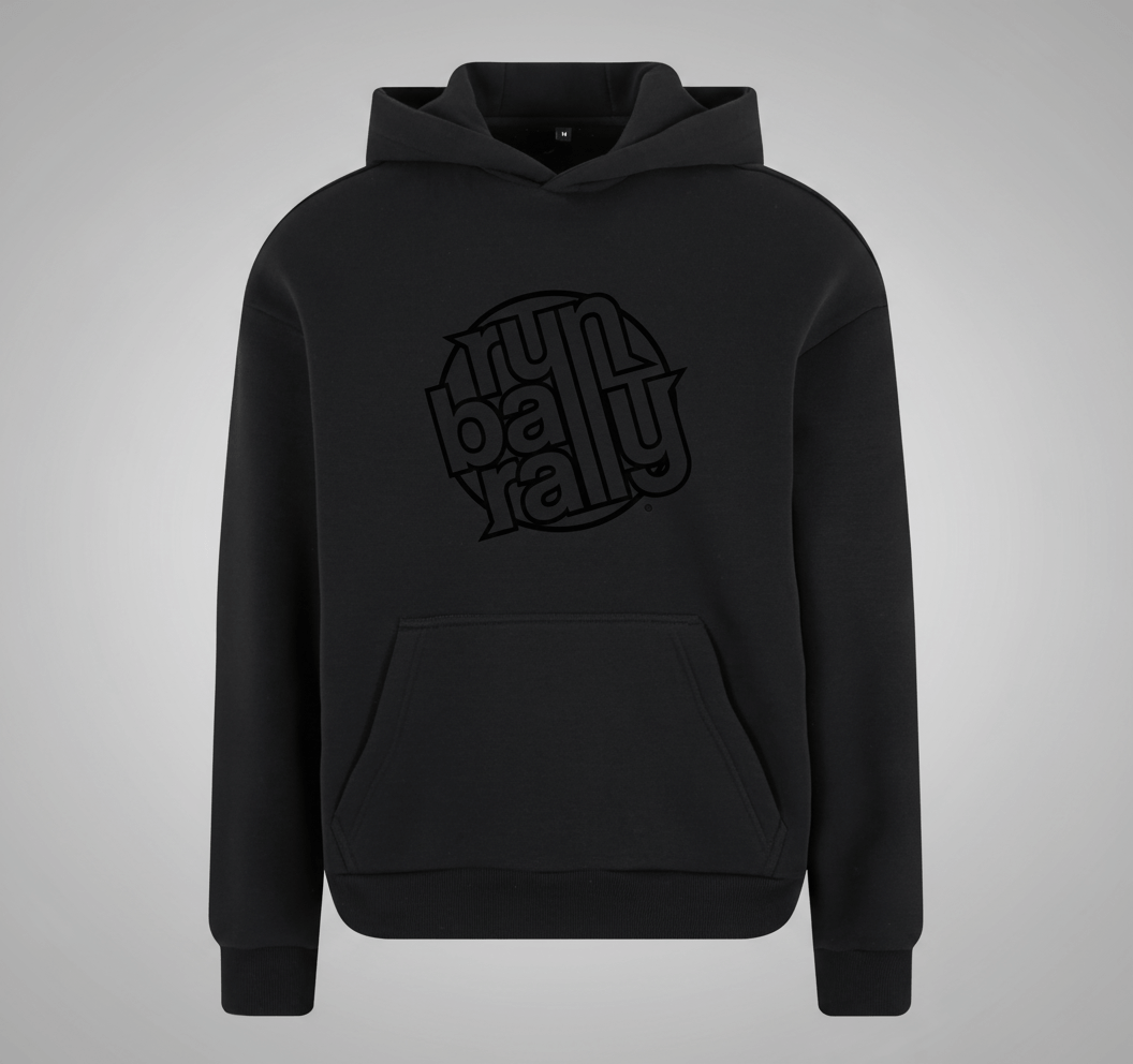 BLACK CAVIAR Runball Hoodie black-on-black rubberized logo front view-45 (1) BLACK CAVIAR Runball Hoodie black-on-black rubberized logo front view