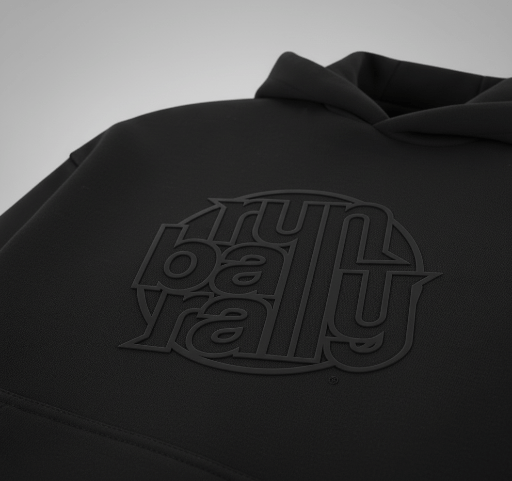 BLACK CAVIAR Runball Hoodie black-on-black rubberized logo front view-454 (1) BLACK CAVIAR Runball Hoodie black-on-black rubberized logo front view