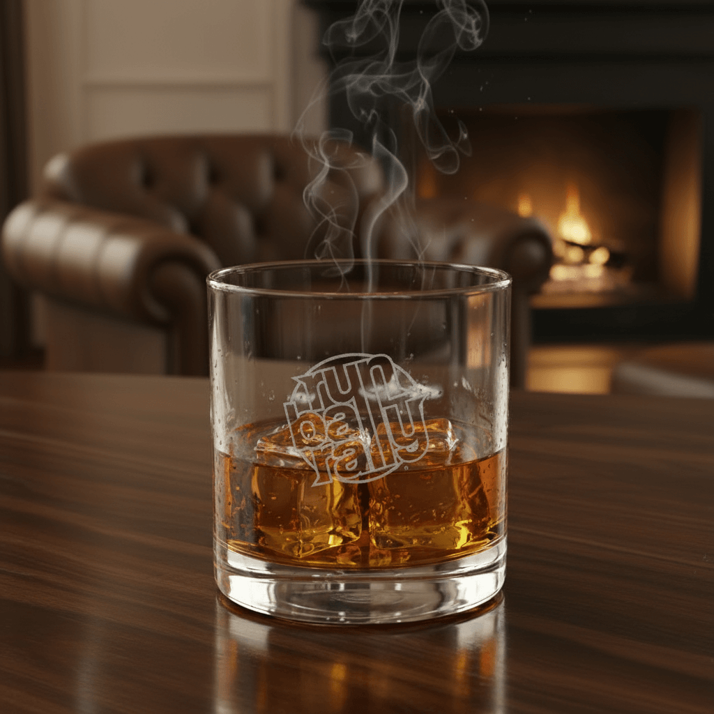 Engraved Runball Whiskey Glass